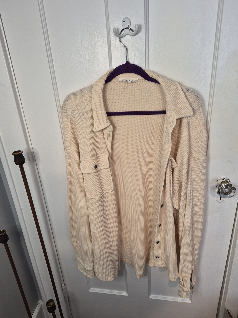 Hippie Rose Cream Open-Front Waffle Knit Cardigan